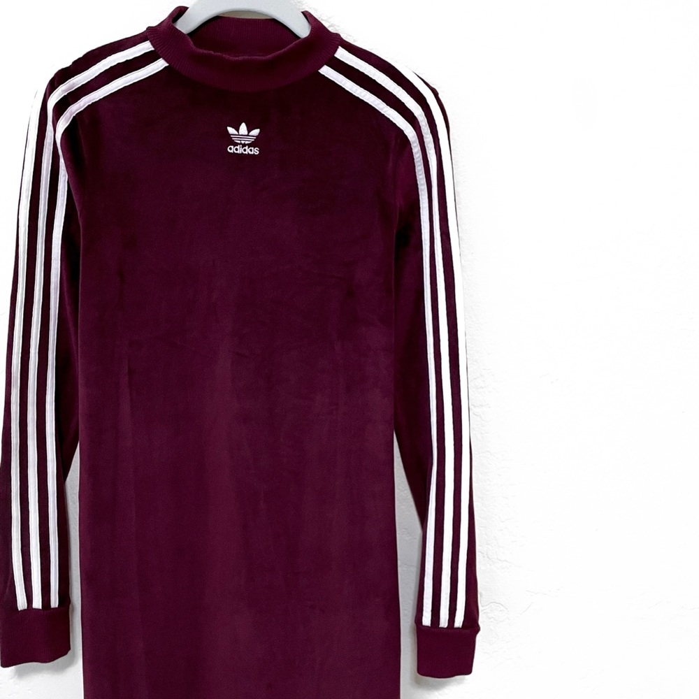 adidas Originals Trefoil Three Stripe Velvet Maxi Dress - XS